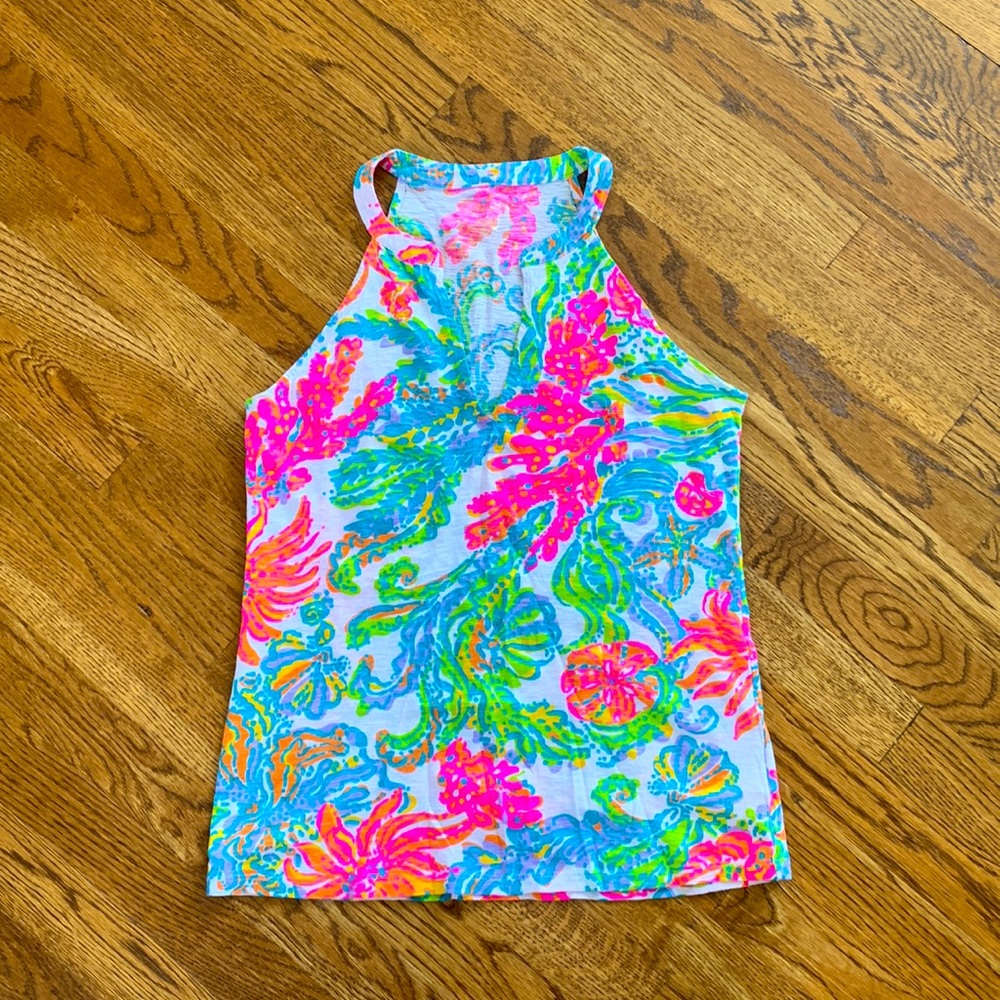 Lilly Pulitzer biased cut tank top colorful pattern Size small